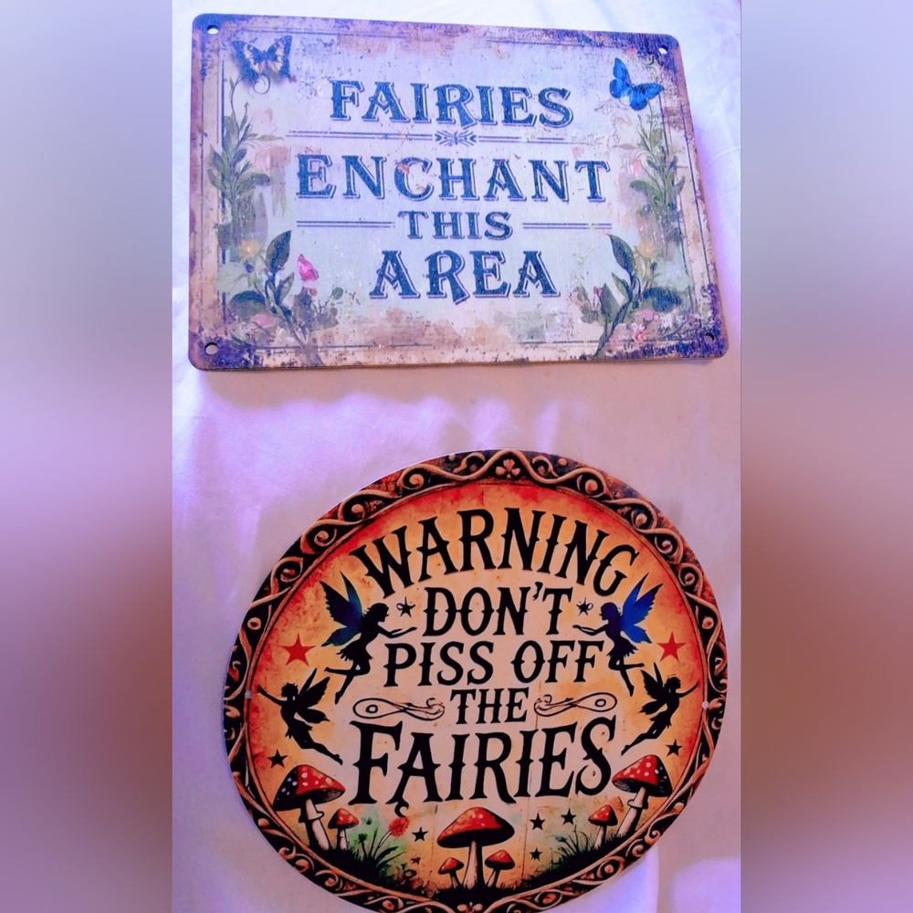 Vintage Inspired Fairy Signs - Metal & Wood